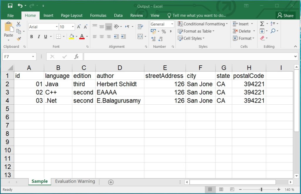 تصدير بيانات CSV إلى Excel في Java