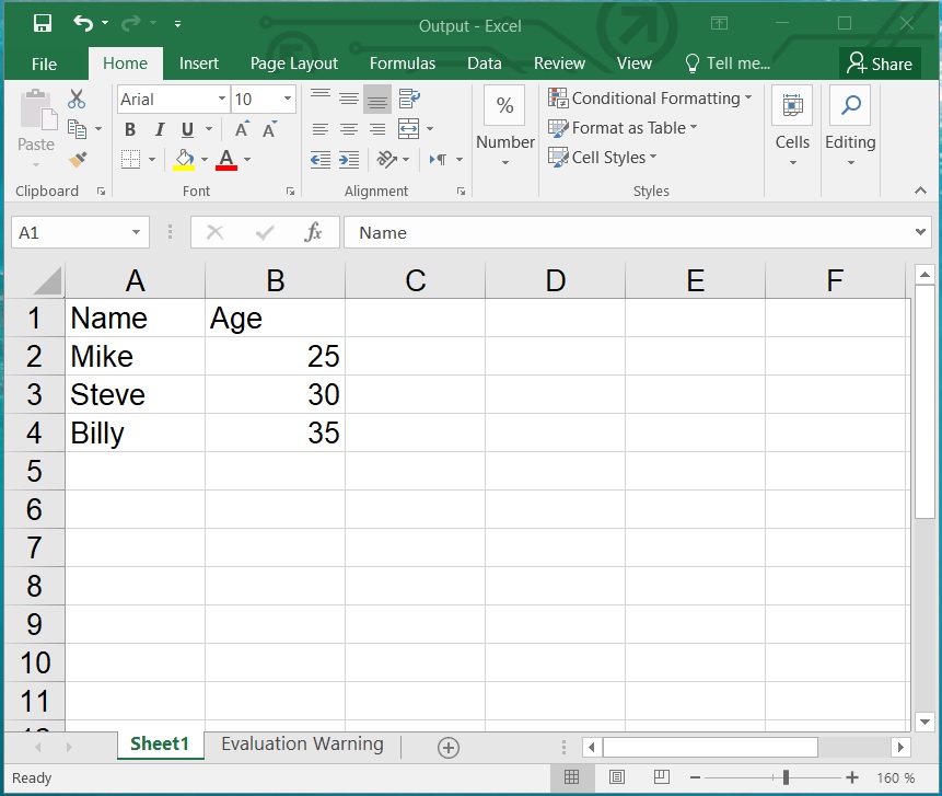 مجموعة من الكائنات المخصصة لبرنامج Excel في Java