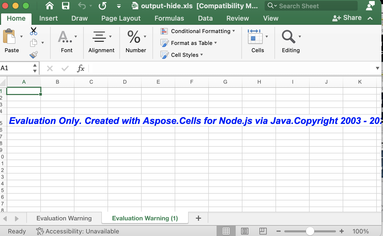 إظهار الأوراق في Excel