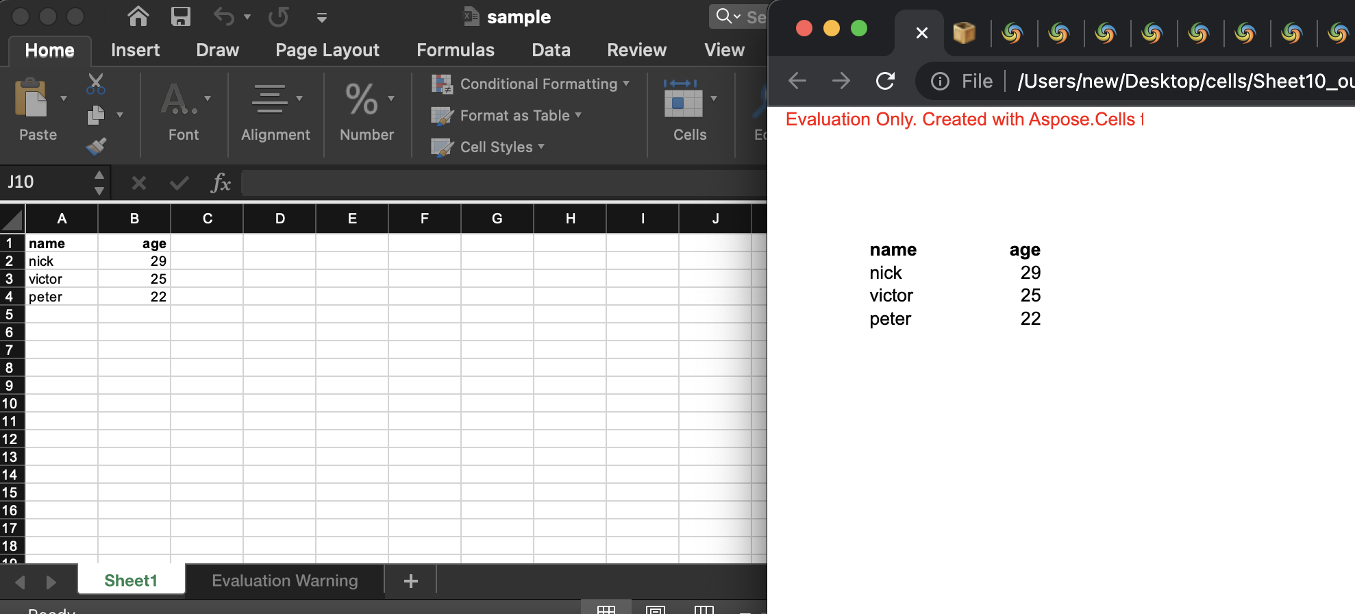 Excel-Datei in SVG