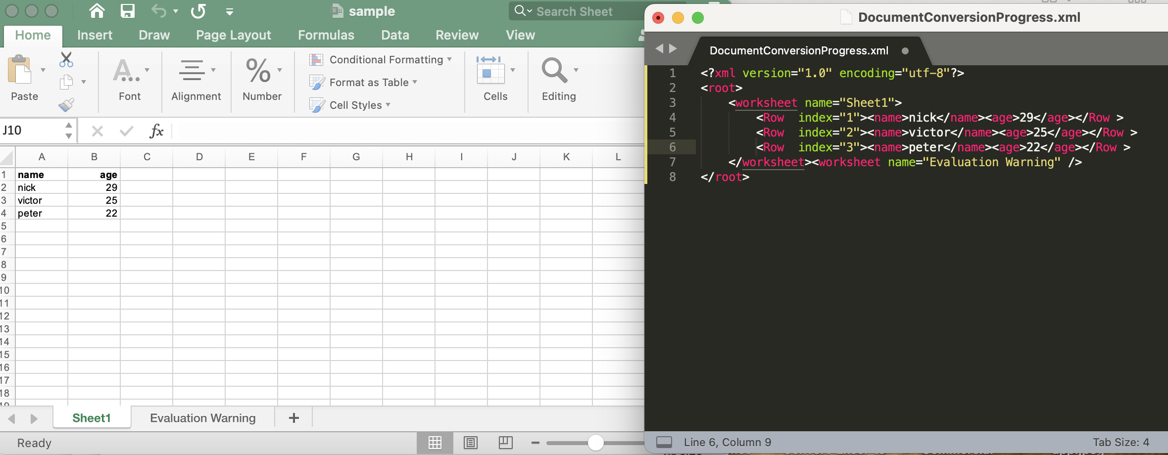 Konvertieren Sie Excel in Node.js in XML