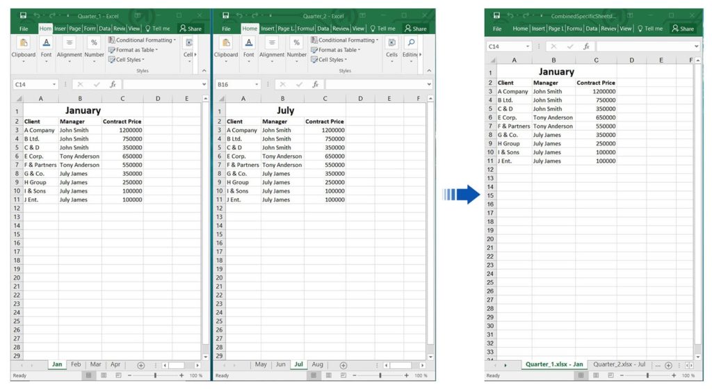 Combine hojas de trabajo específicas de varios archivos de Excel en uno usando Java