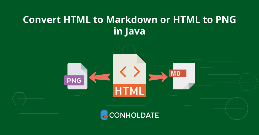 Convierta HTML a Markdown o HTML a PNG en Java