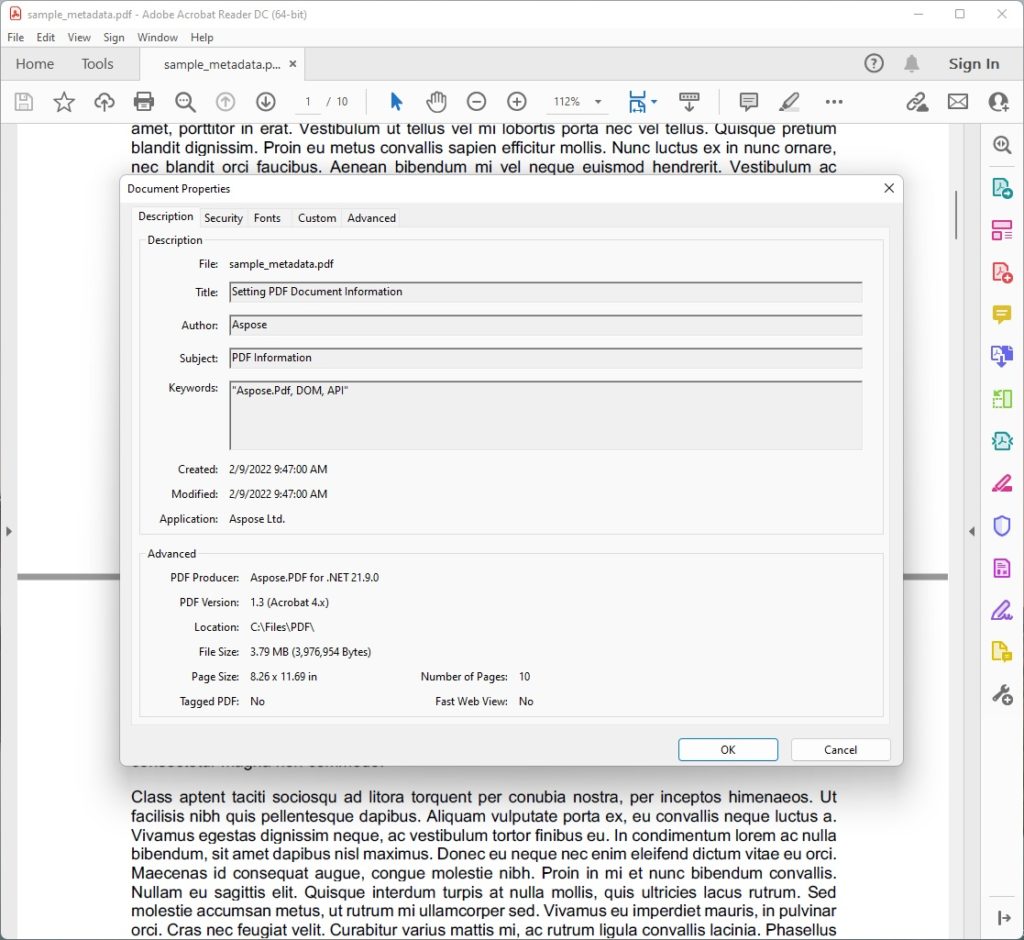 Editar metadatos de un archivo PDF en C#.