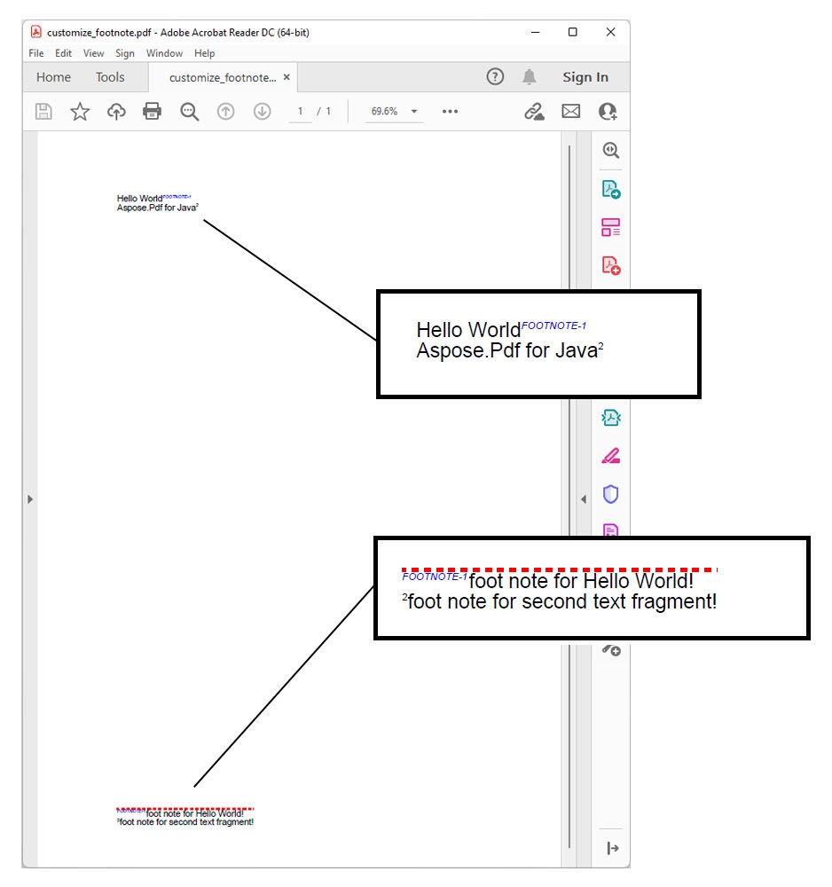 برچسب و سبک خط پاورقی را با استفاده از Java سفارشی کنید.