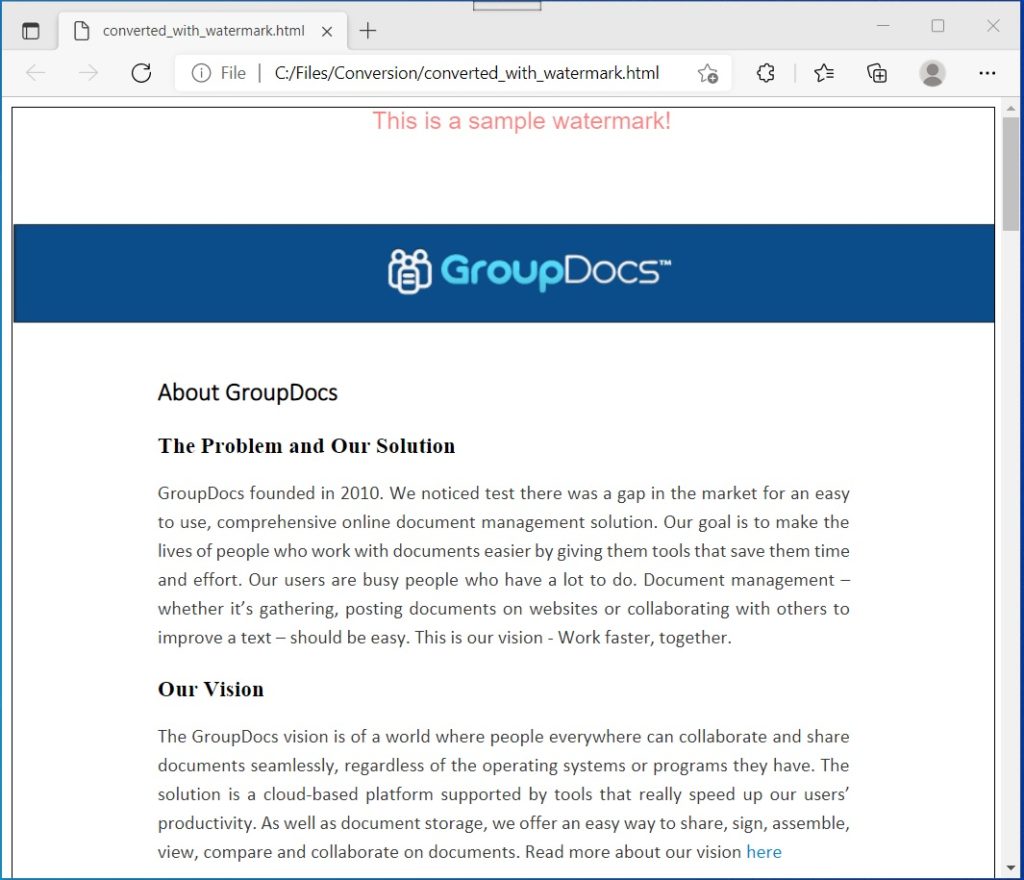 تبدیل PDF به HTML با واترمارک در C#.