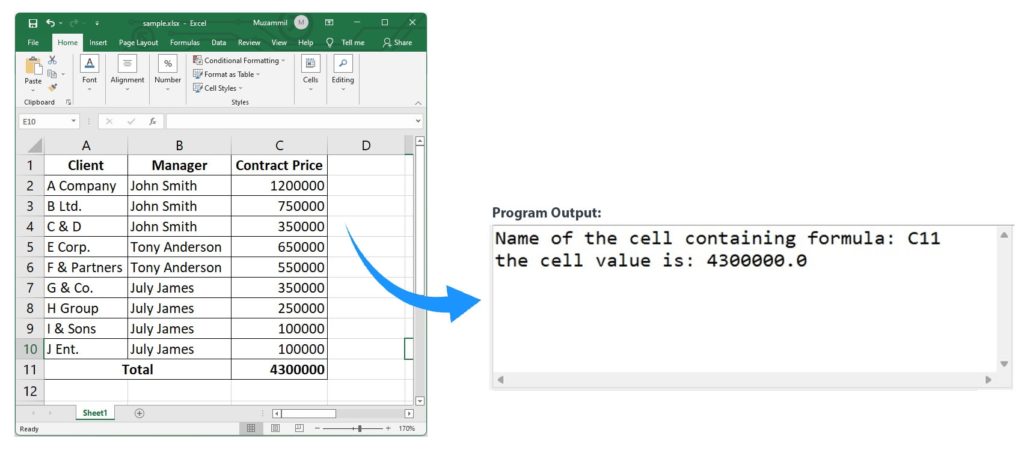 جستجوی فرمول در Excel با استفاده از Java.