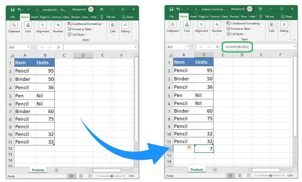 Comptez les cellules dans Excel en utilisant C #.