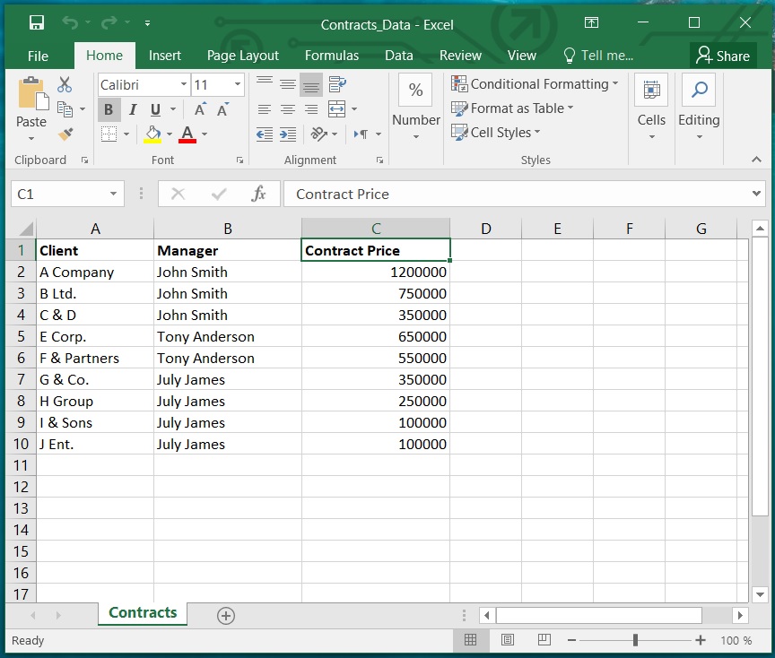 Source de données Excel