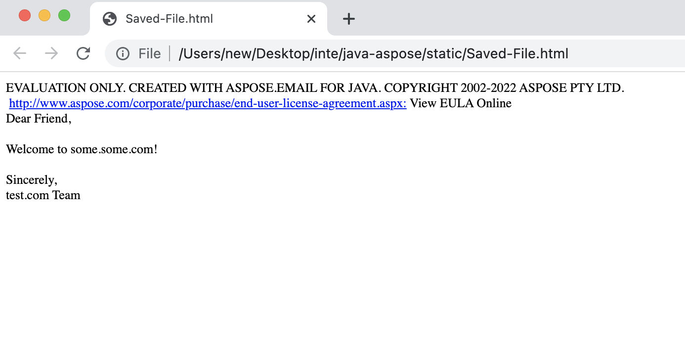 Email ke HTML di Jawa