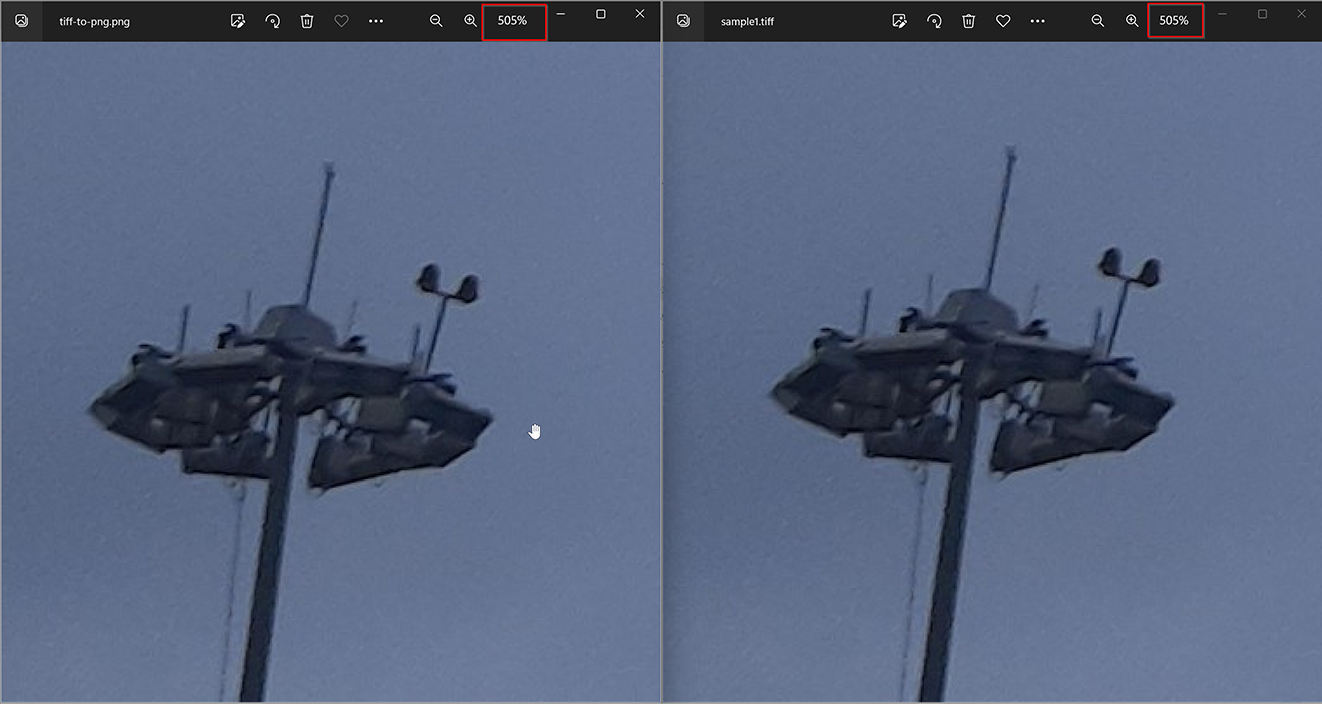 Convertire immagine TIFF in PNG: confronto di qualità