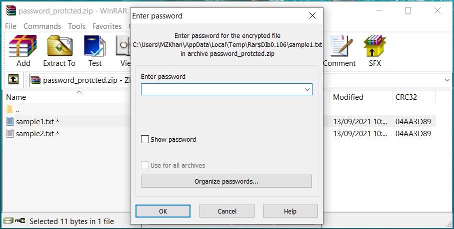 Crea archivi ZIP protetti da password