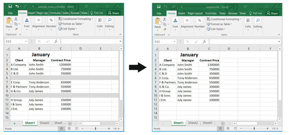 Elimina le righe vuote in Excel utilizzando Java.