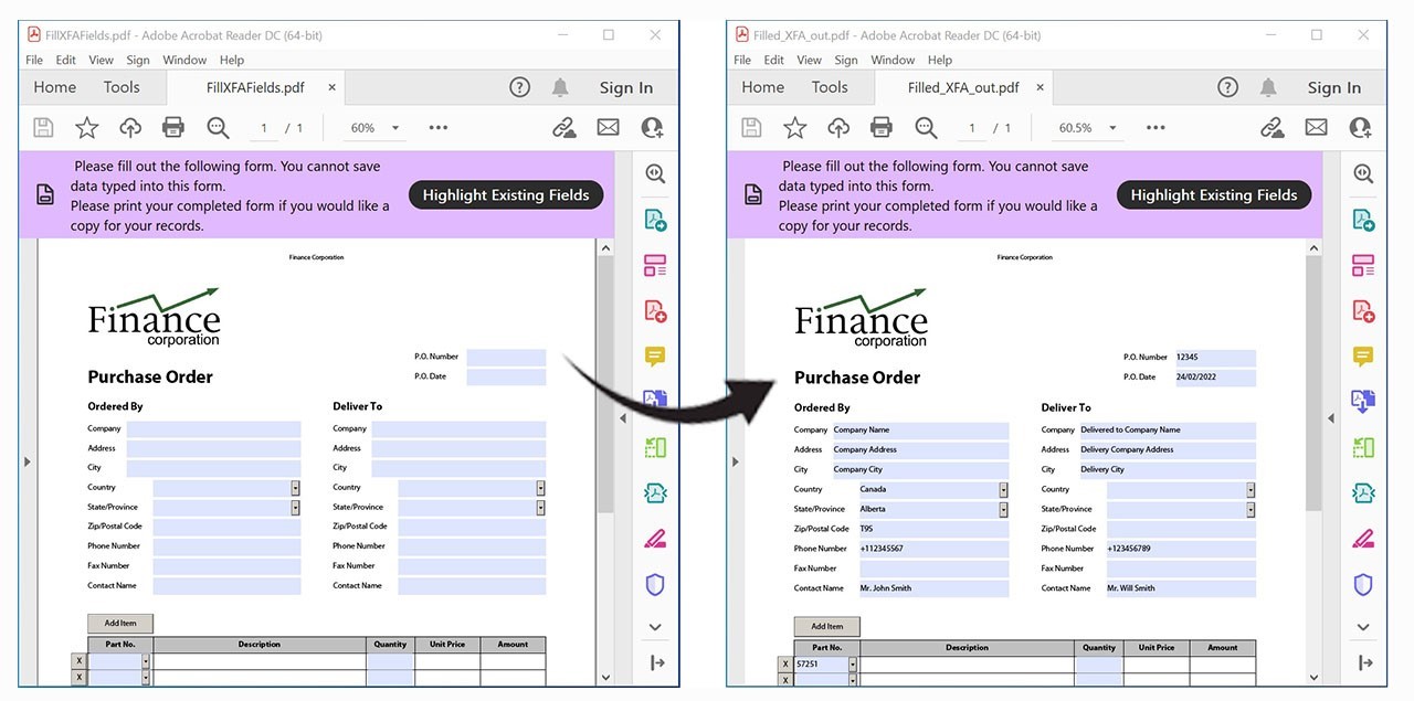 Compila i moduli XFA utilizzando C#.