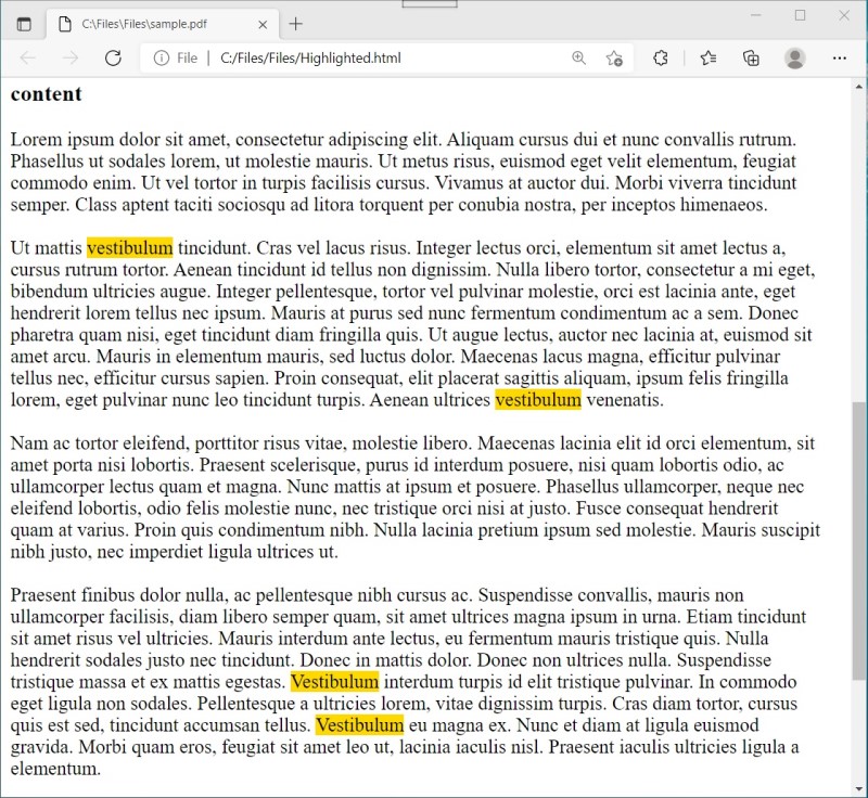 CSharp를 사용하여 PDF에서 텍스트 또는 단어 검색