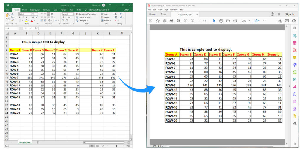 Sla lege rijen en kolommen over in Excel met C#