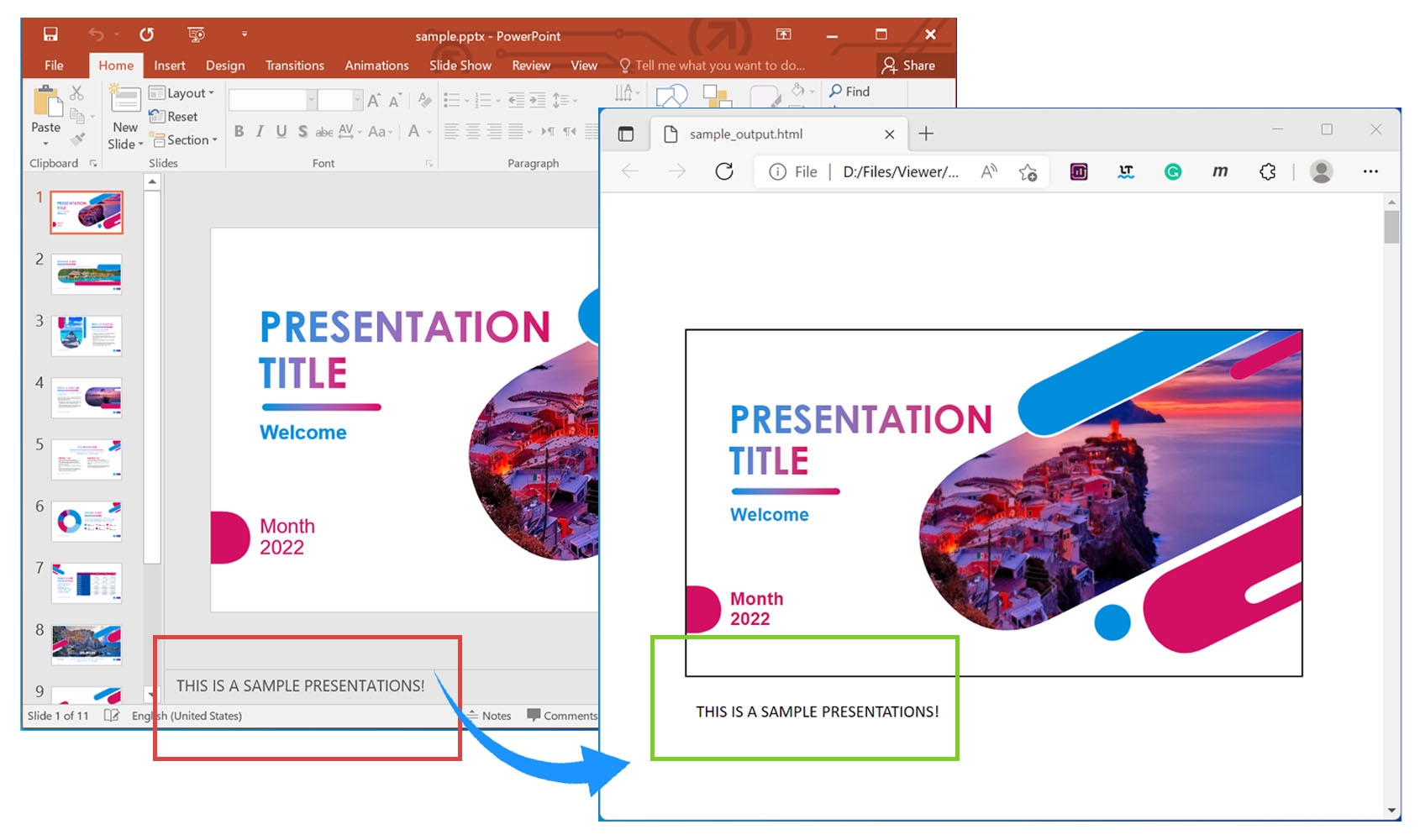 Renderize notas de apresentação do PowerPoint em HTML usando C#.