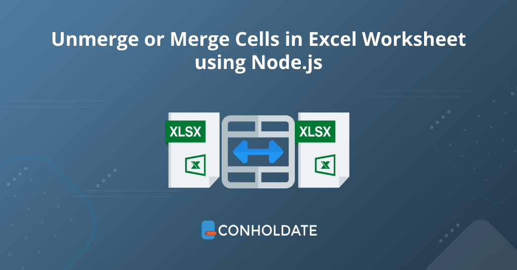 unMerge ou Merge Excel células em Node.js