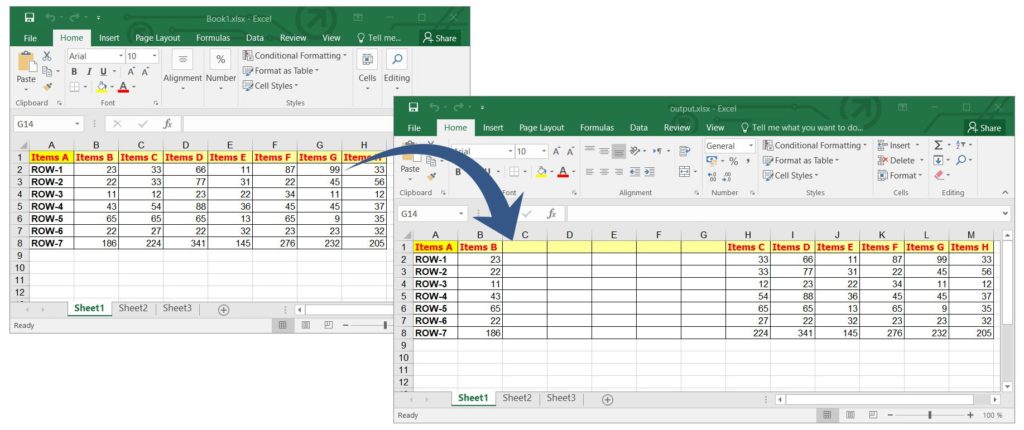 Вставка нескольких столбцов в рабочие листы Excel с помощью C#.