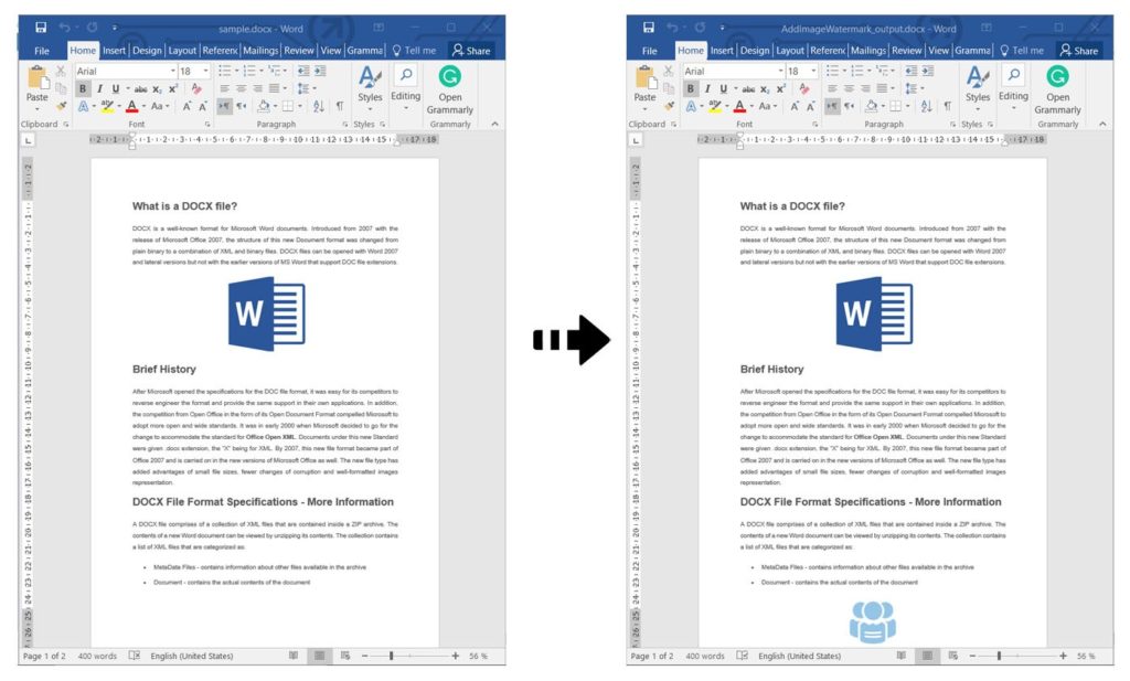 Add Image Watermark in Word Documents using C#.
