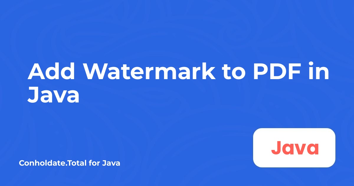 Add Watermark to PDF in Java