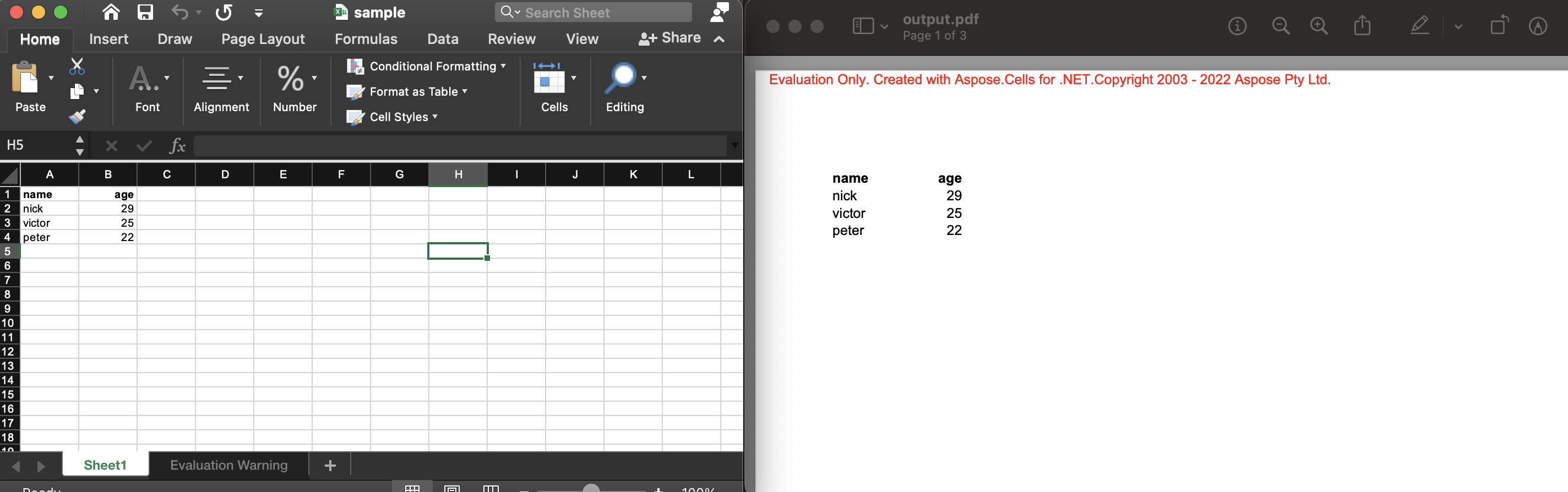 Excel to PDF in C#