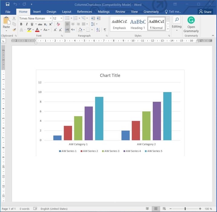 Create Columns Charts in Word Documents using C#.