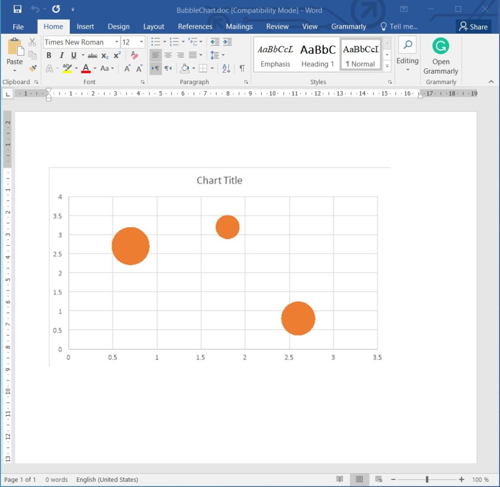 Insert Bubble Charts in Word Documents using C#.