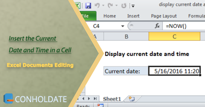 Insert the Current Date and Time in Cell A1