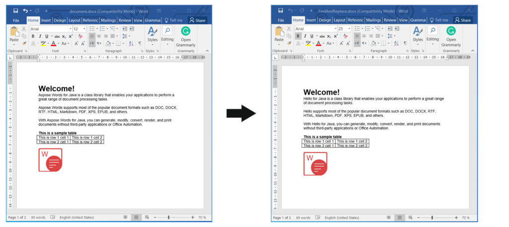 Find and Replace Text in Word Documents using Java