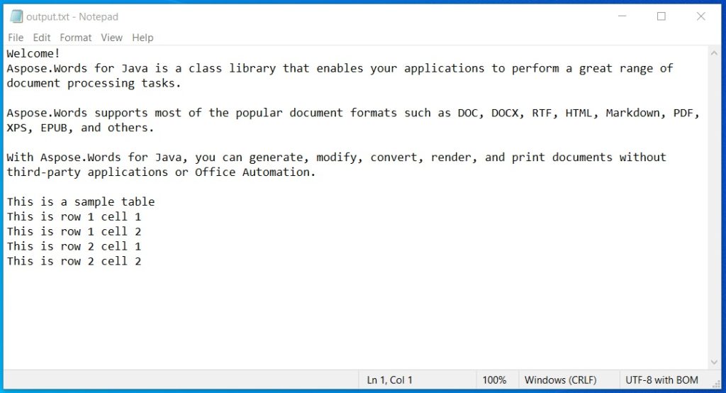 Extract text from Word Documents.