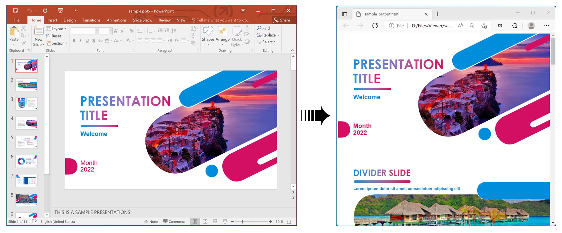 View PowerPoint Presentation in HTML using C#.