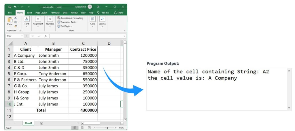 Find Specific Text in Excel using Java